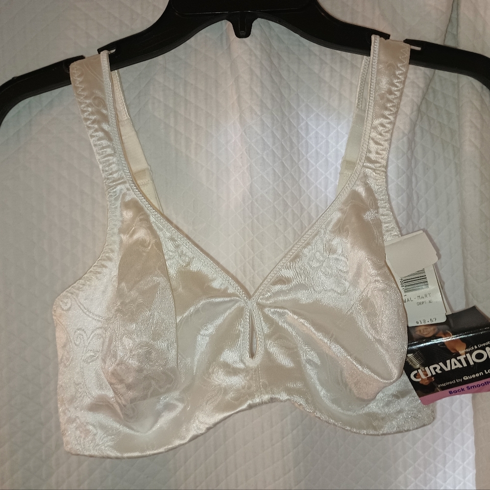 Curvation White Floral Back Smoother Bra Size 38C